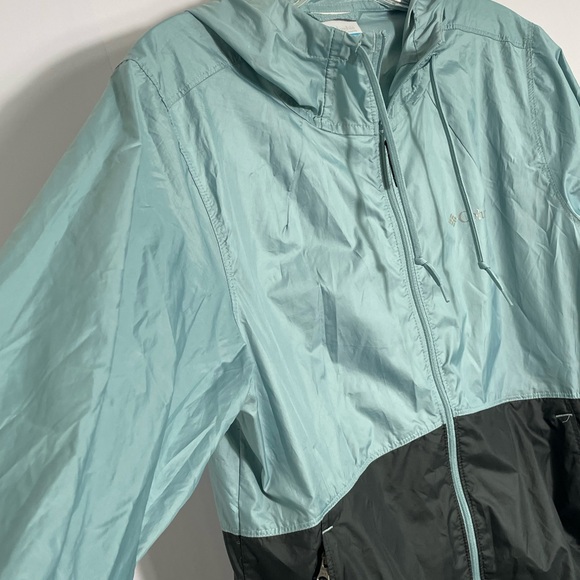 Columbia Blue Teal Black Mesh Windbreaker Zip Up Running Jacket Size Small - Picture 4 of 14